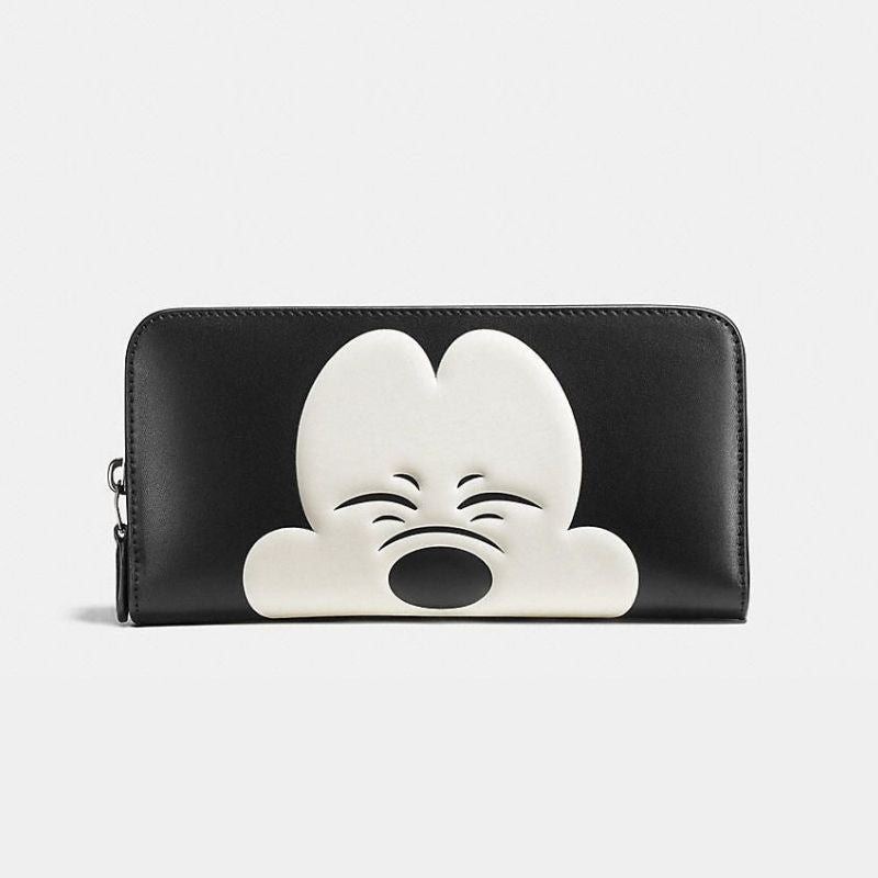 New Coach x Disney Mickey Mouse Smile Long Wallet Black OUTLET Japan  w/tracking