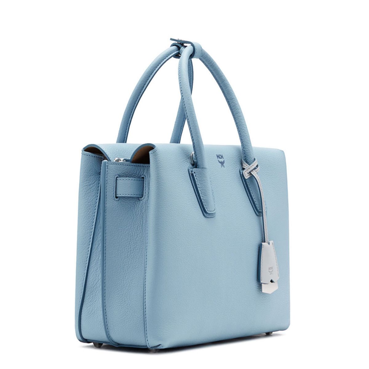 blue mcm tote bag