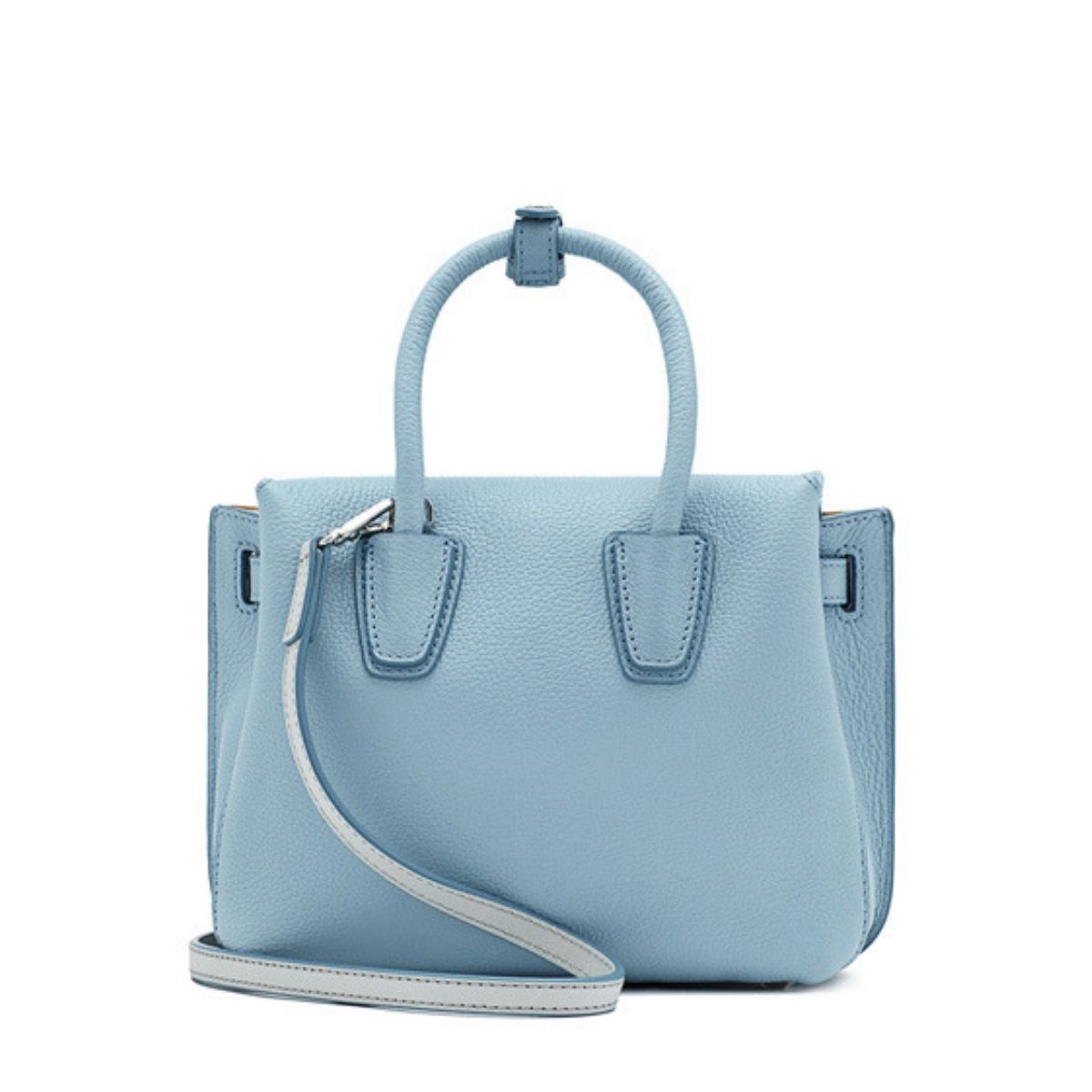 Amalfi Midi Leather Tote Bag - Sky Blue
