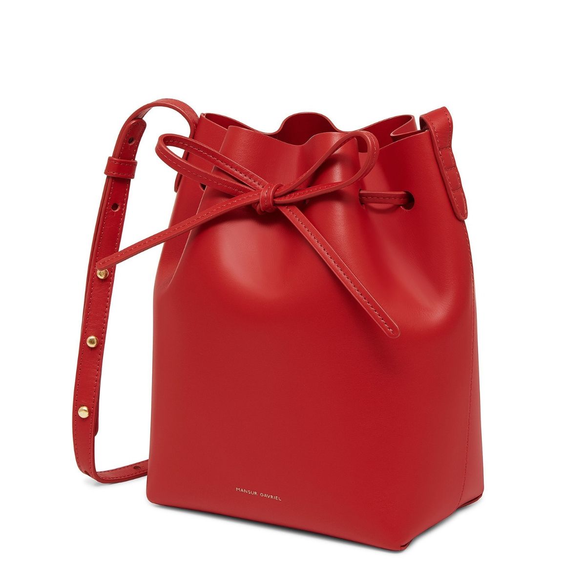 Mansur Gavriel Mini Mini Leather Bucket Bag in Red