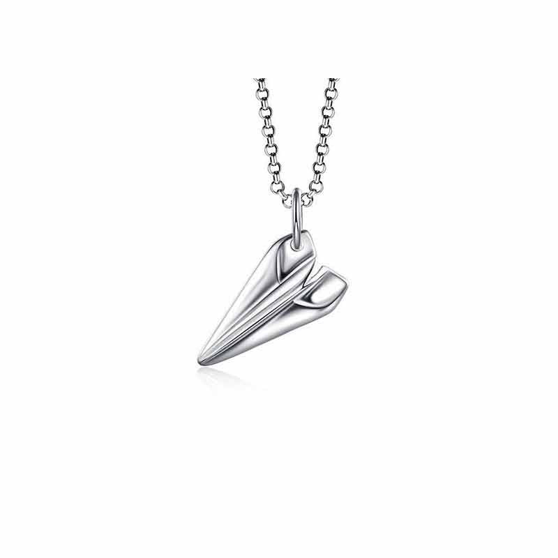 Silver airplane. Paper airplane necklace Sliver. Paper Airplane