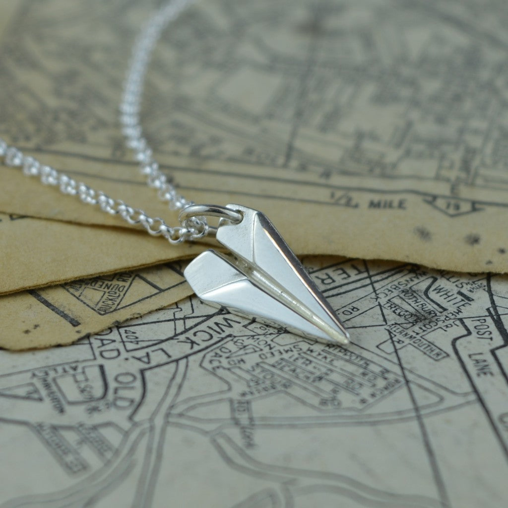 Miniature Airplane Necklace Silver Airplane Charm on a Silver