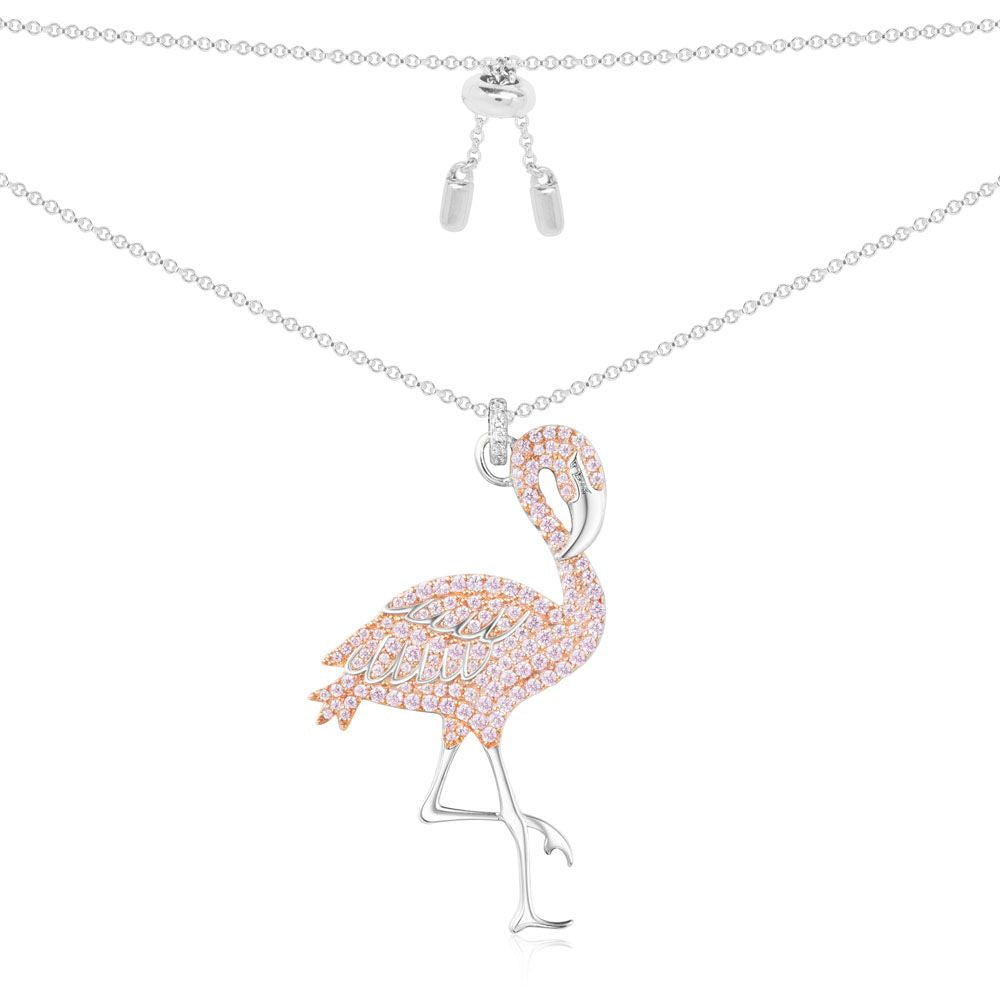 Silver Pink Flamingo Necklace Seven Season 