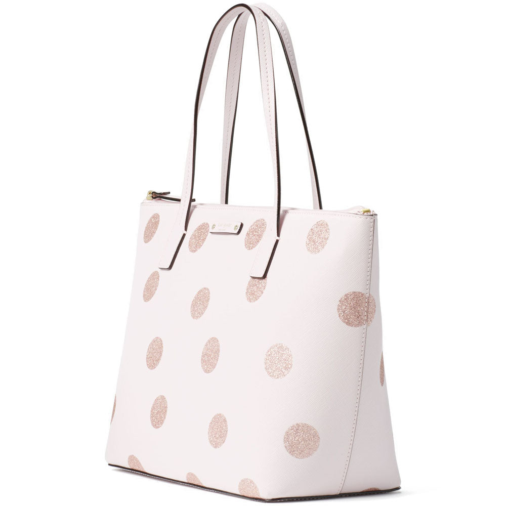 Kate Spade Womens Glitter Polka Dot Top Handle Tote Handbag Light