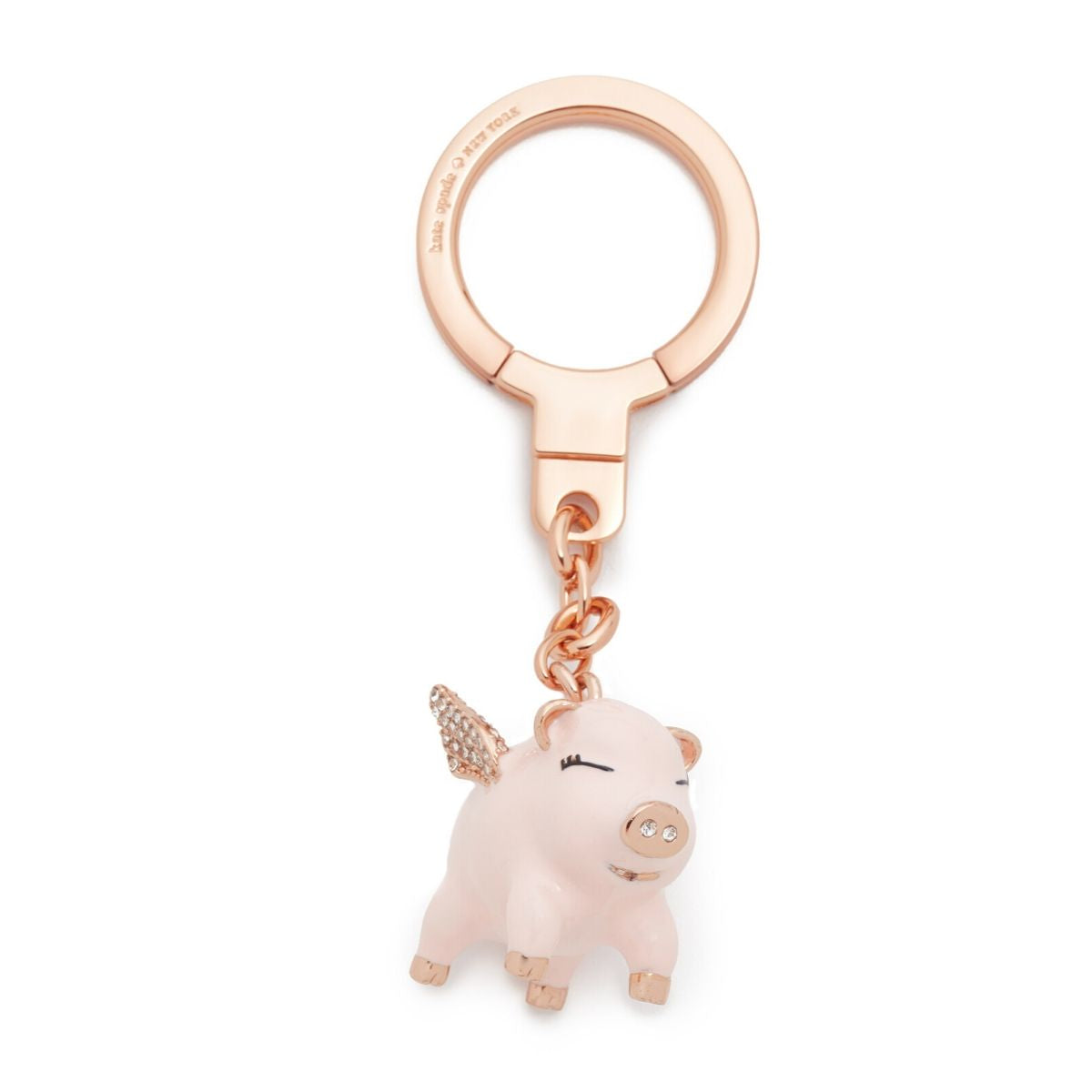 Golden Flying Pig Flexible Keychain, Pigasus Easy Open Key Ring, Jasper  When Pigs Fly Key Holder, Pig With Wings Keychain 