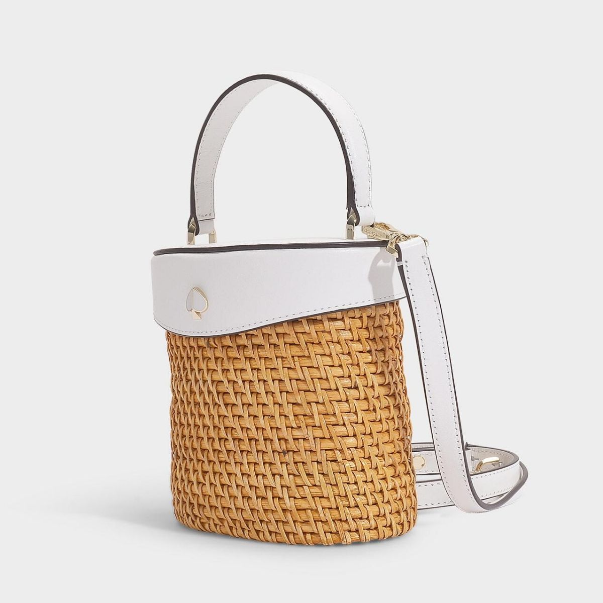 White Mini Rose Rattan Bucket Bag Seven Season