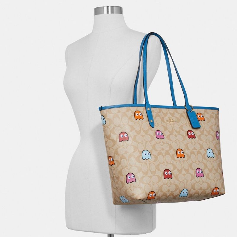 Reversible City Tote in Signature Canvas with Ms. PacMan - Seven Season