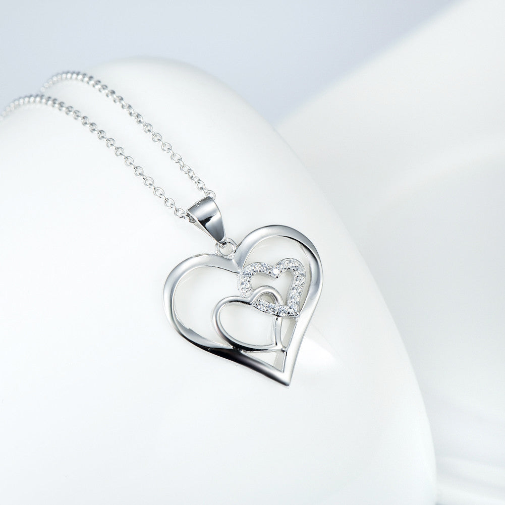 Open Heart with Pave Cubic Zircon Pendant Necklace - Seven Season