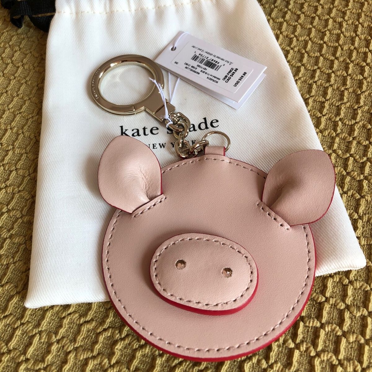 Kate Spade Enamel Spade Keychain Bag charm in outlet Warm Vellum